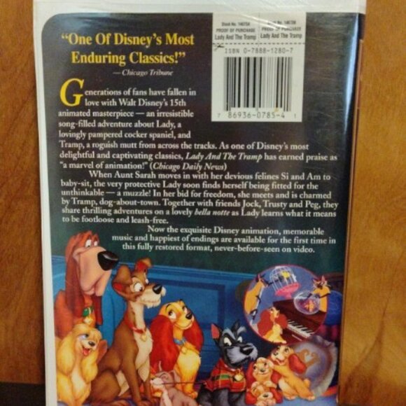 Lady and the Tramp VHS Walt Disney Masterpiece Collection in Clamshell Case - Picture 2 of 3